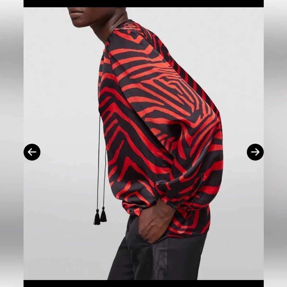 $215 The Kooples Zebra Print Blouse - Black NWT